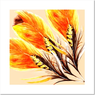 Boho fire feather pattern Posters and Art